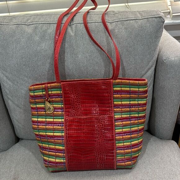 Rare EUC Sharif leather and snake skin embossed bag - Picture 1 of 6